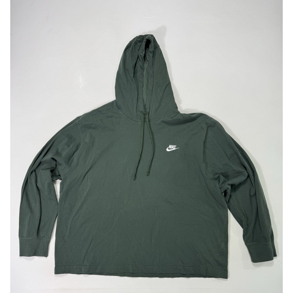 Nike Sportswear Club Jersey Pullover Hoodie Mens 2XL Green BV2749-370 Activewear